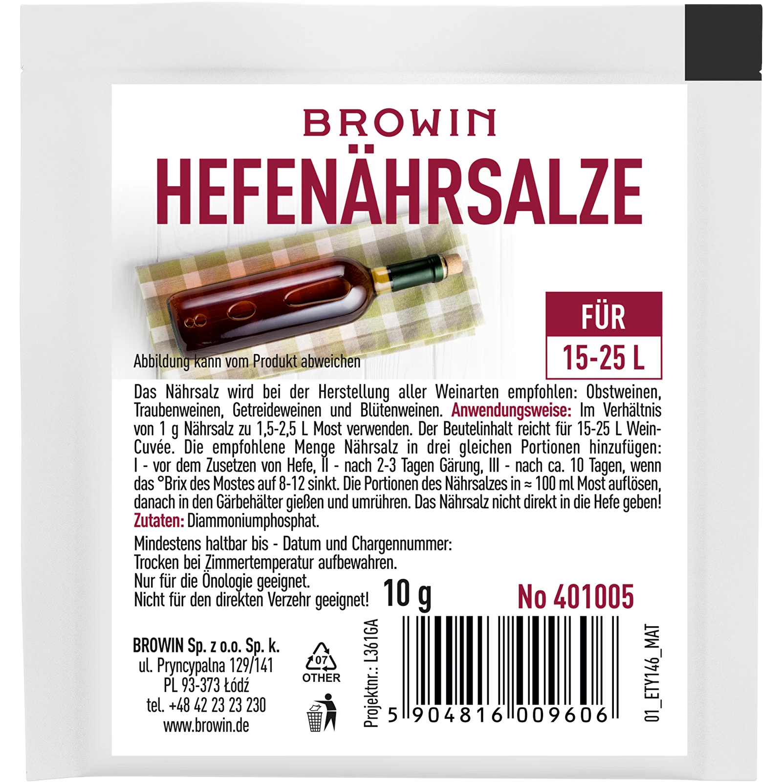 Rauga Barības Vielas 10g (Browin Hefenährsalze)